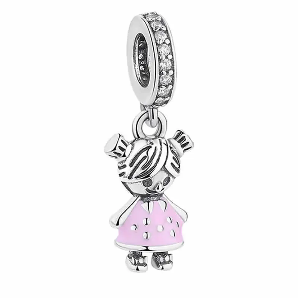 Charm Dije Plata 925 Niña Hija Rosa 1