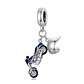 Charm Dije Plata 925 Moto Azul y Casco - Miniatura 1