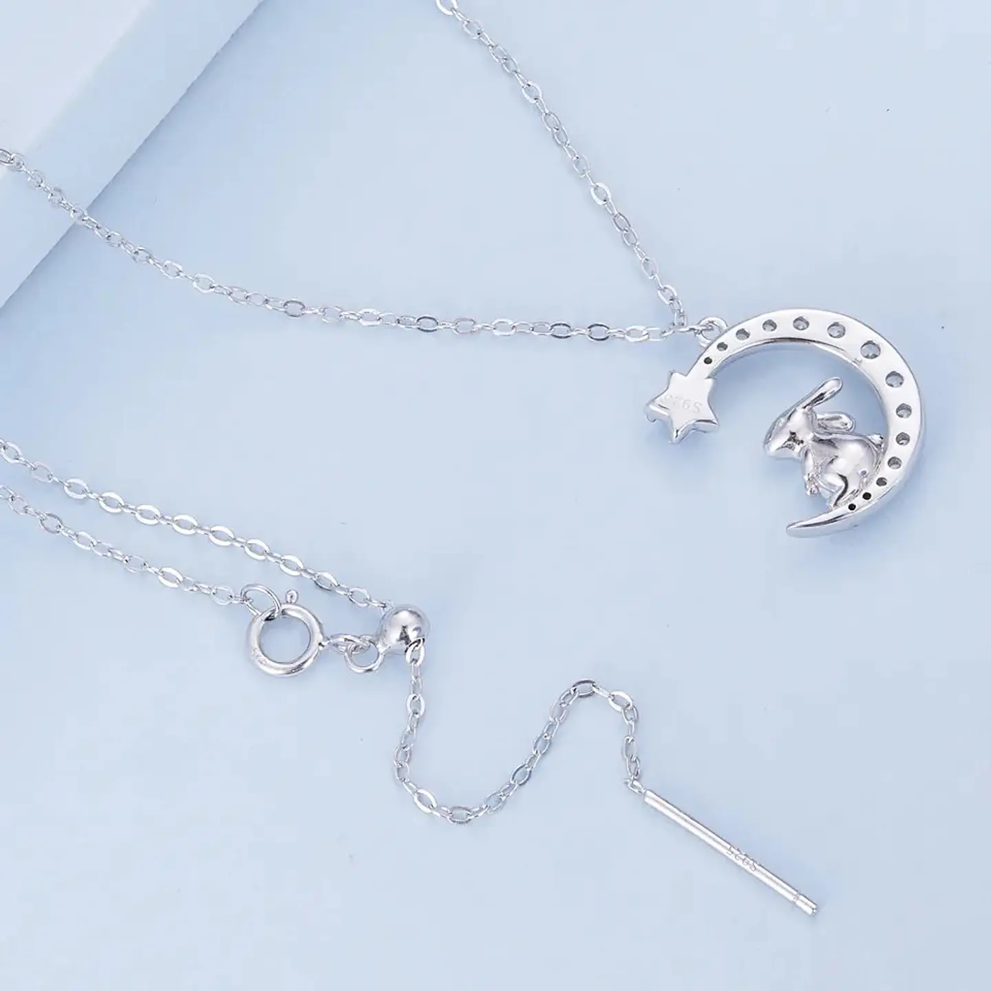 Collar Plata 925 Luna y Conejo 5