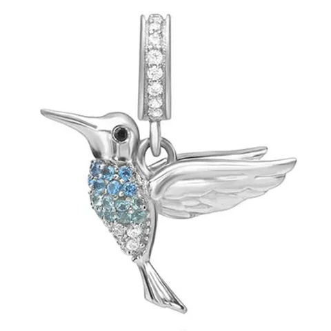 Charm Dije Plata 925 Colibrí Pajaro Ave Plateada
