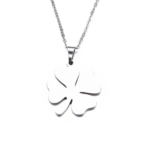 Colgante Collar Trebol 4 Hojas Acero Plateado
