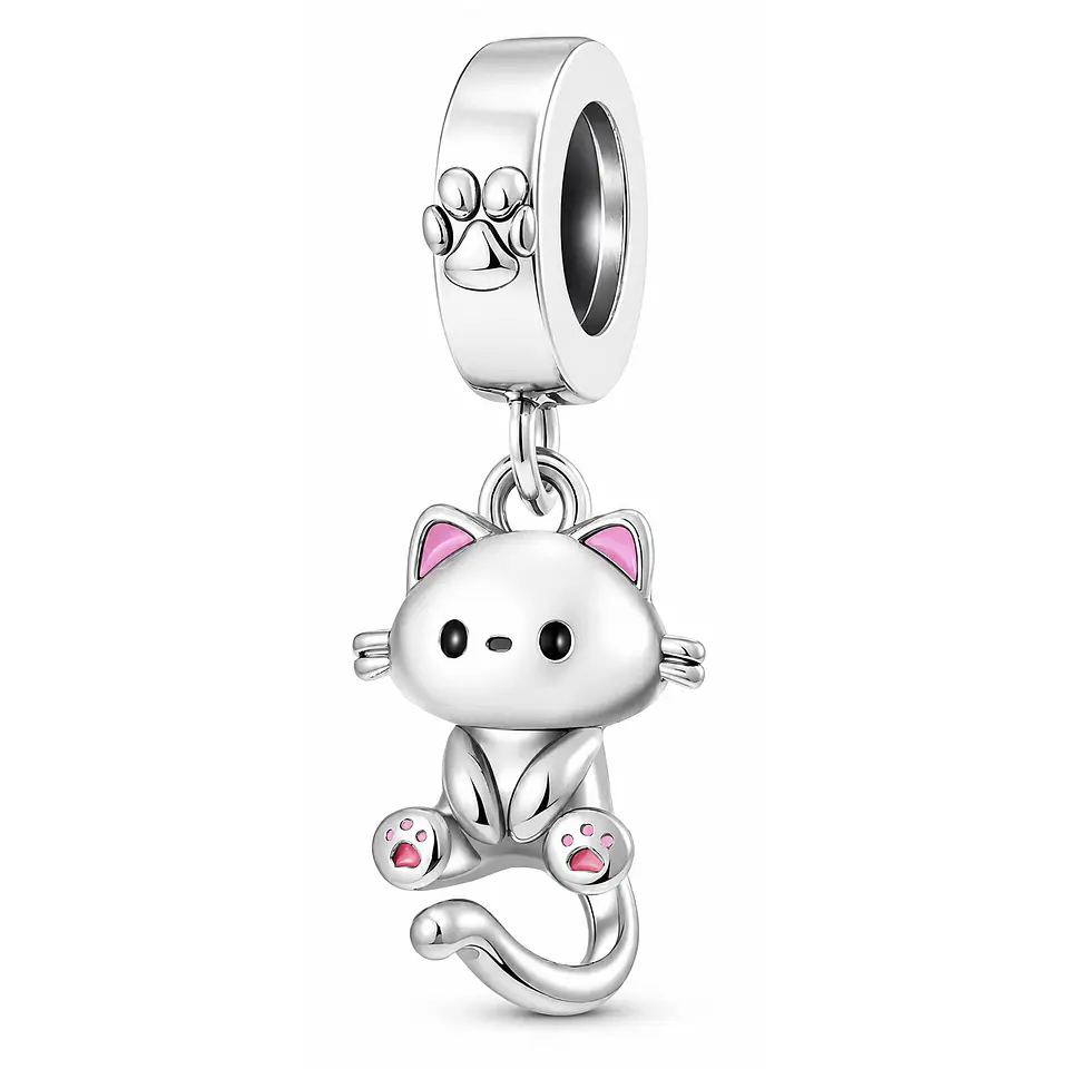 Charm Dije Plata 925 Lindo Gatito 1