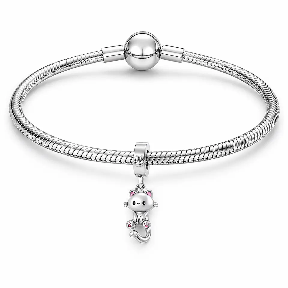 Charm Dije Plata 925 Lindo Gatito 2