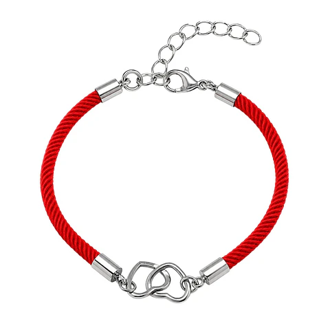 Pulsera Cuerda Roja Corazones Entrelazados