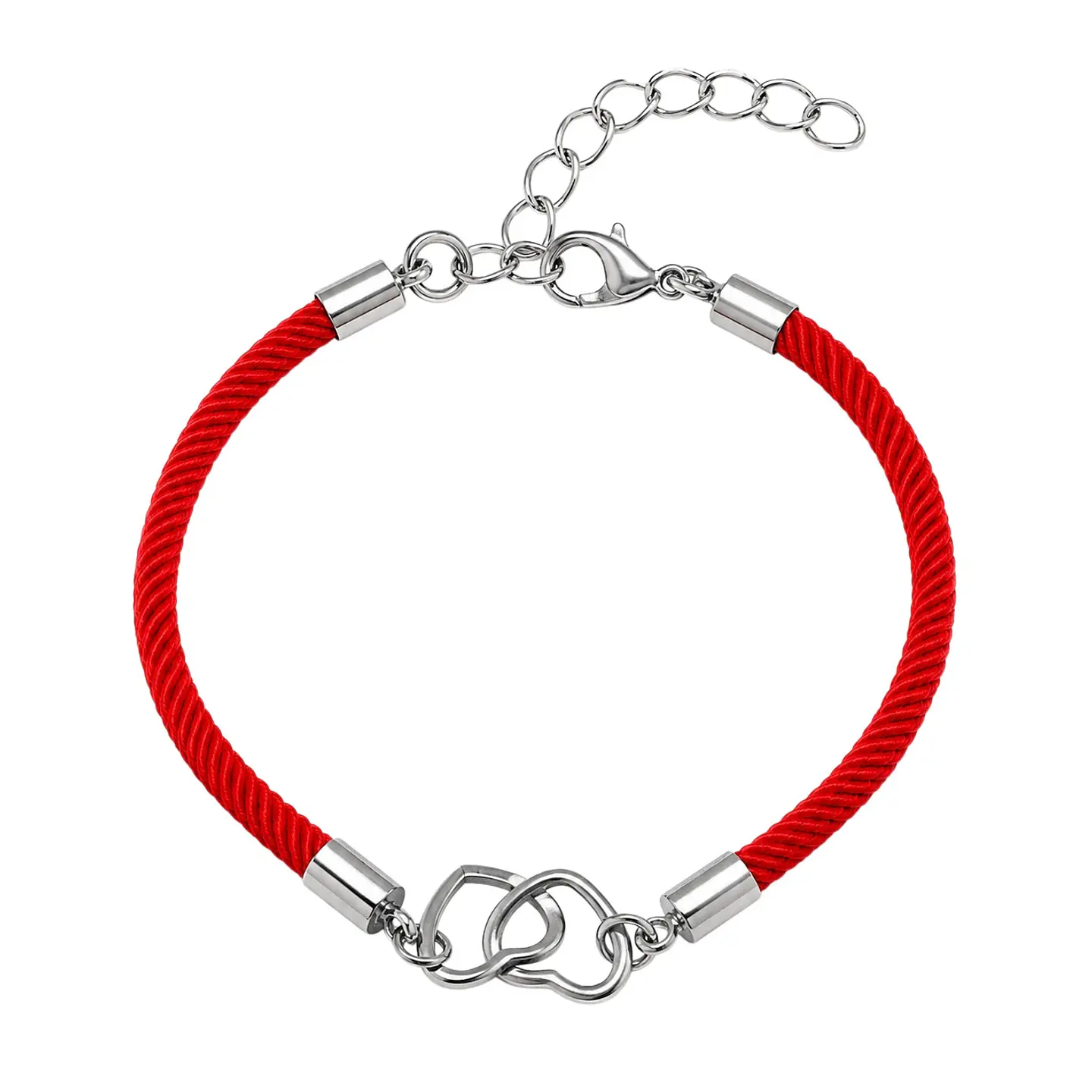 Pulsera Cuerda Roja Corazones Entrelazados 1