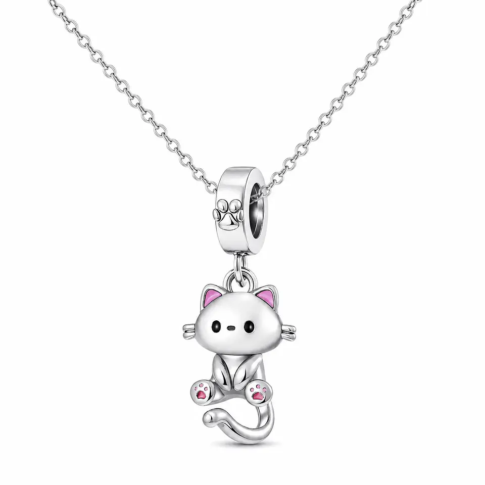 Charm Dije Plata 925 Lindo Gatito 3