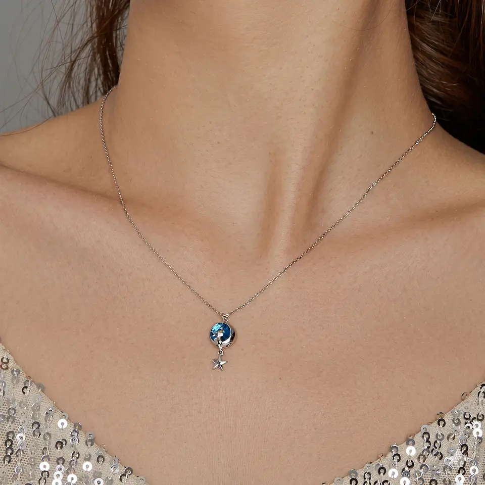 Collar Plata 925 Gatito con Luna y Estrella 2
