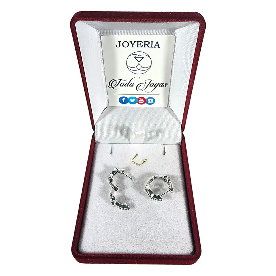 Aros Plata 925 Luna y Estrella Huggie 15mm 2