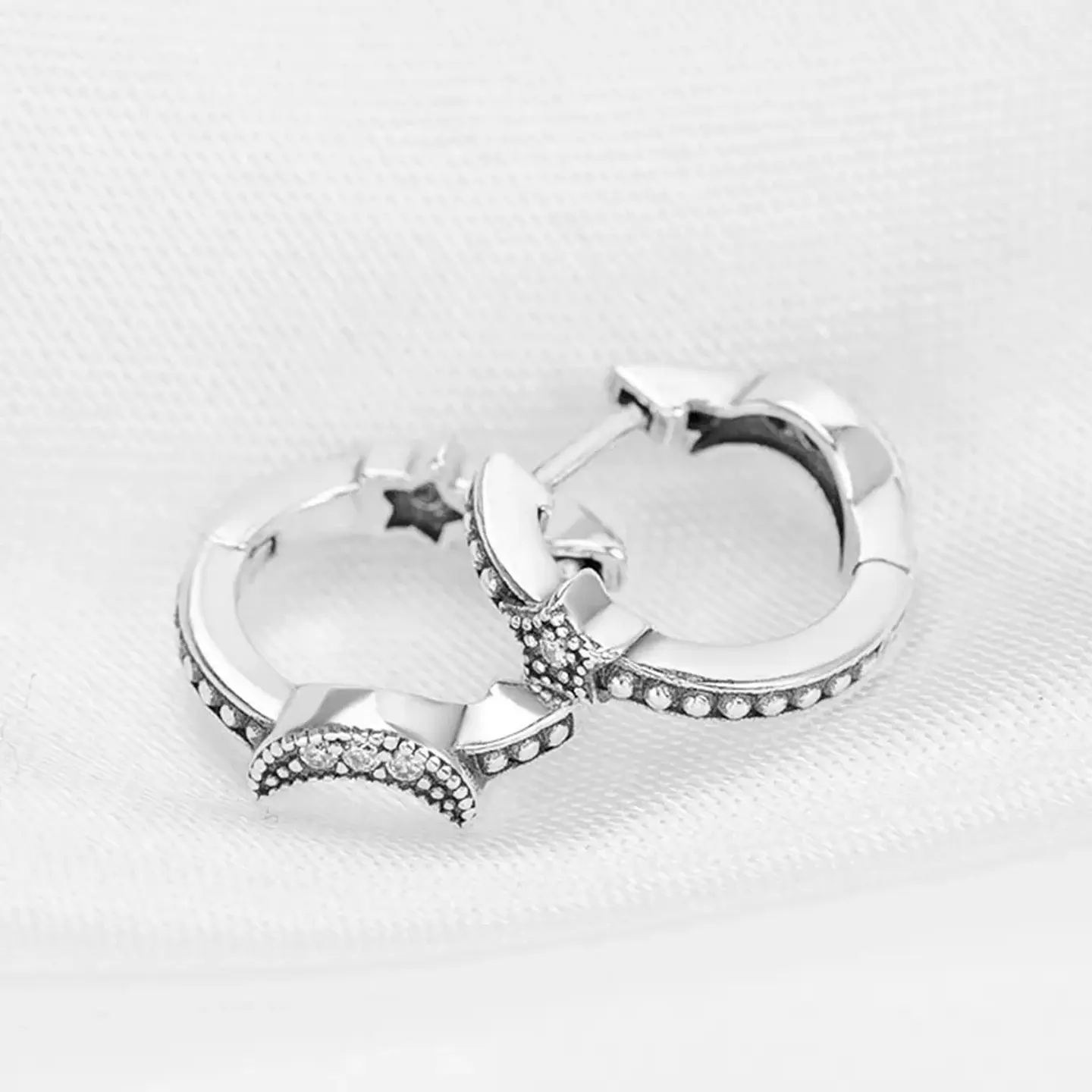 Aros Plata 925 Luna y Estrella Huggie 15mm 4