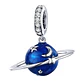 Charm Dije Plata 925 Planeta Azul y Estrellas - Miniatura 1