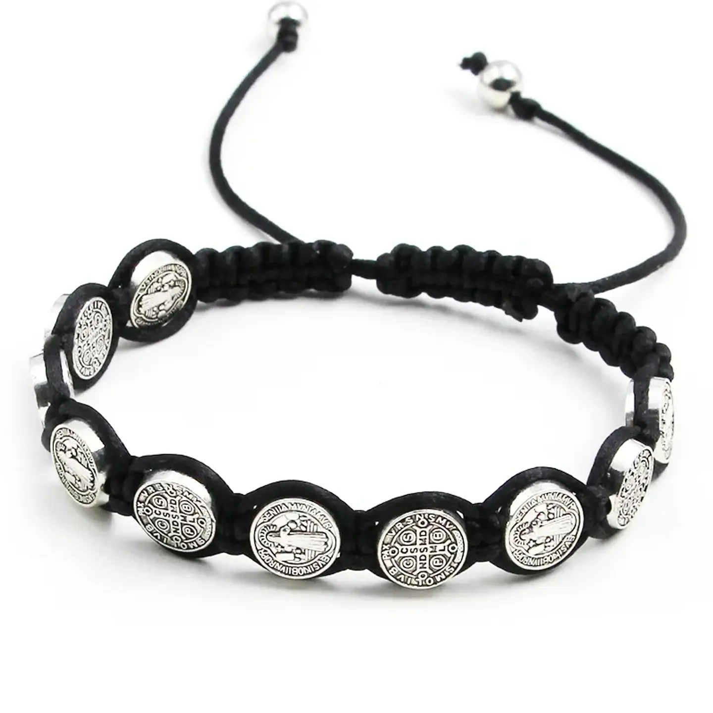 Pulsera Hilo Negro San Benito Protector 10 Medallas 1