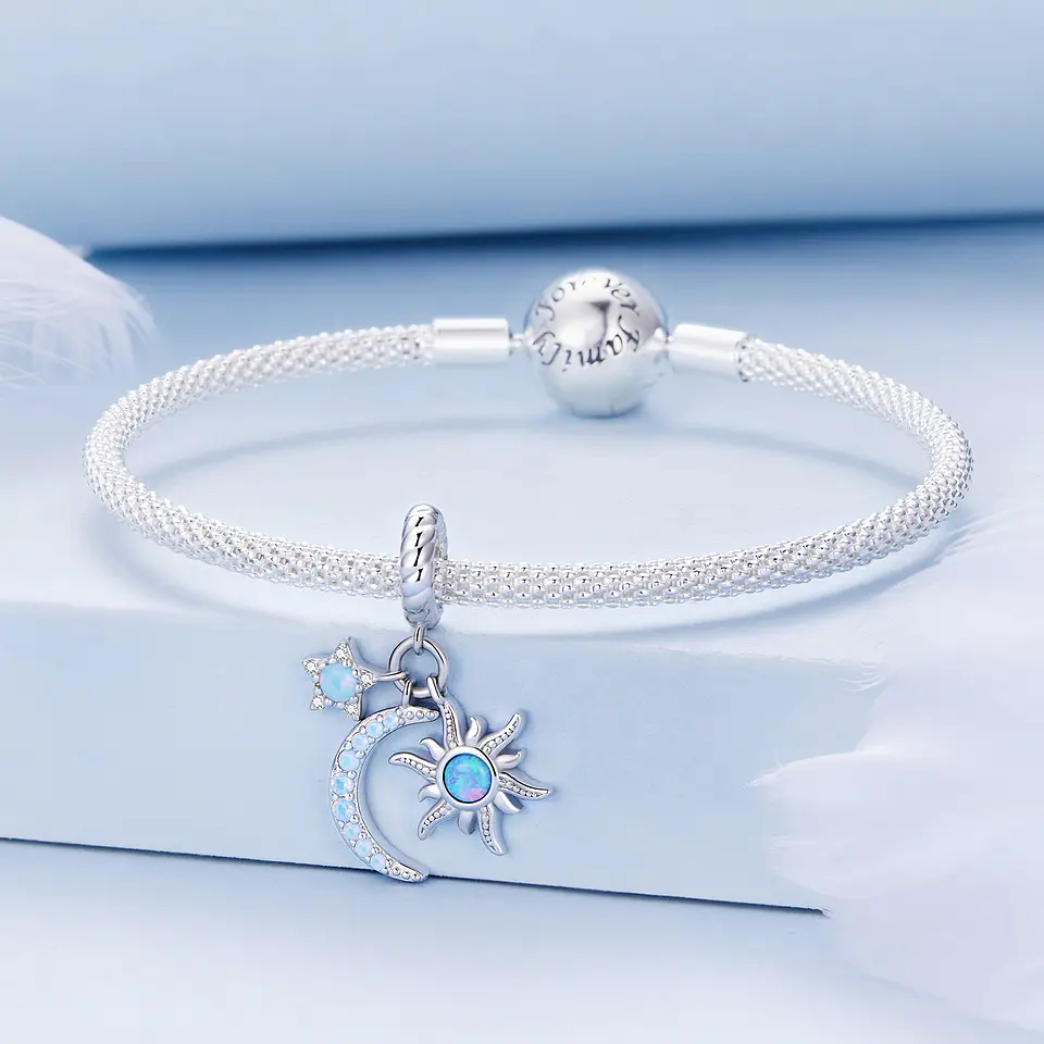 Charm Dije Plata 925 Luna Estrella y Sol 4