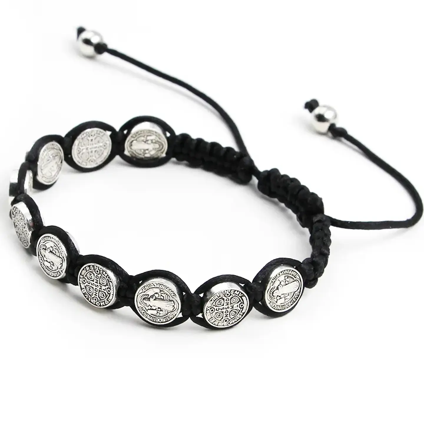 Pulsera Hilo Negro San Benito Protector 10 Medallas 3