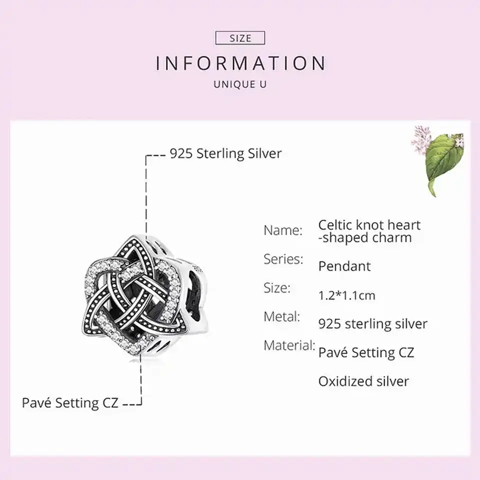 Charm Dije Plata 925 Triqueta Nudo Celta de Amor 6