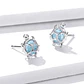 Aros Plata 925 Tortuga Marina Celeste - Miniatura 2