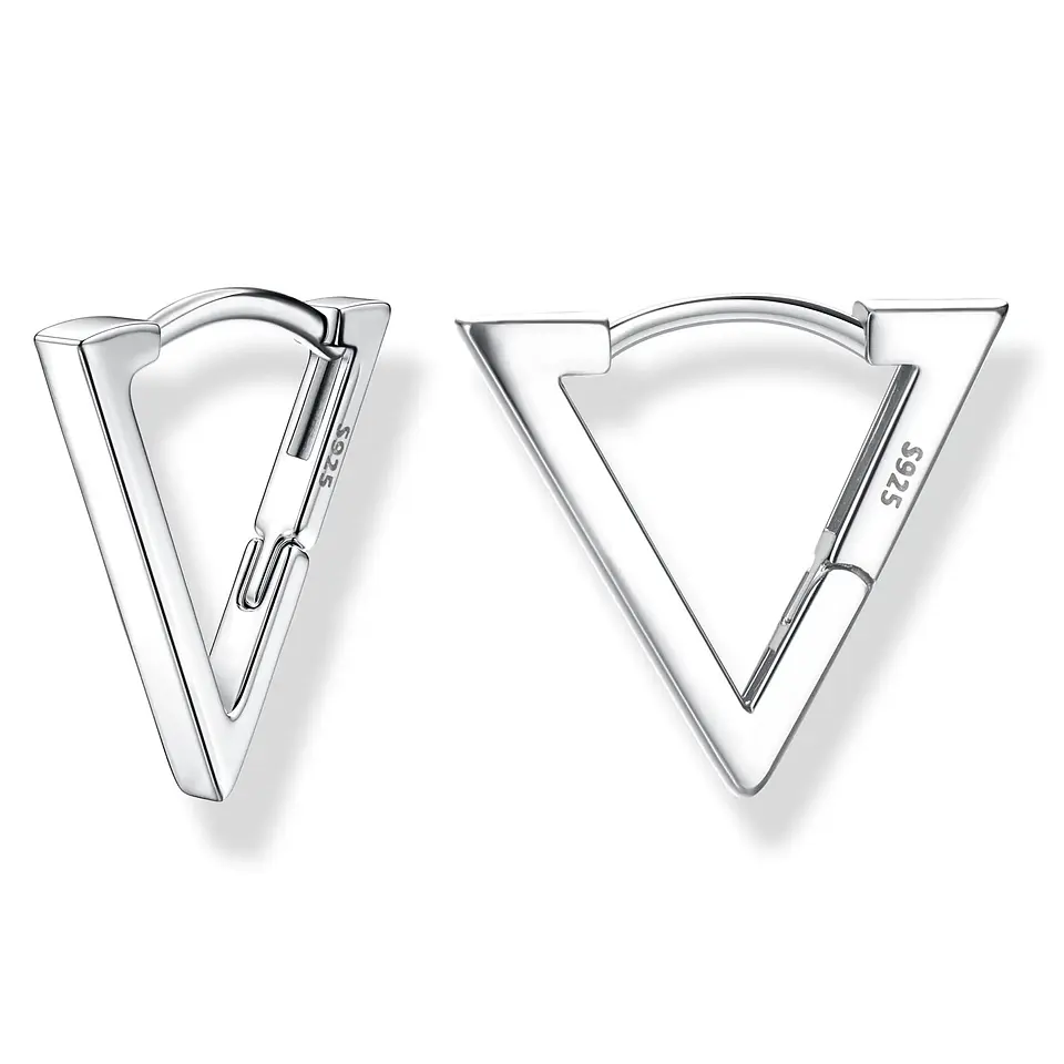 Aros Plata 925 Argolla Triangulo Plateado 1