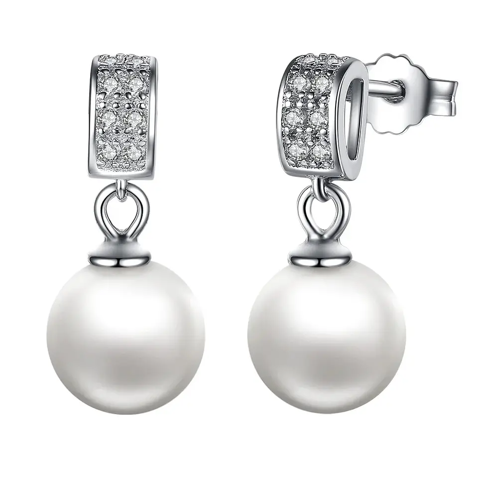 Aros Plata 925 Perla Blanca y Circones 1