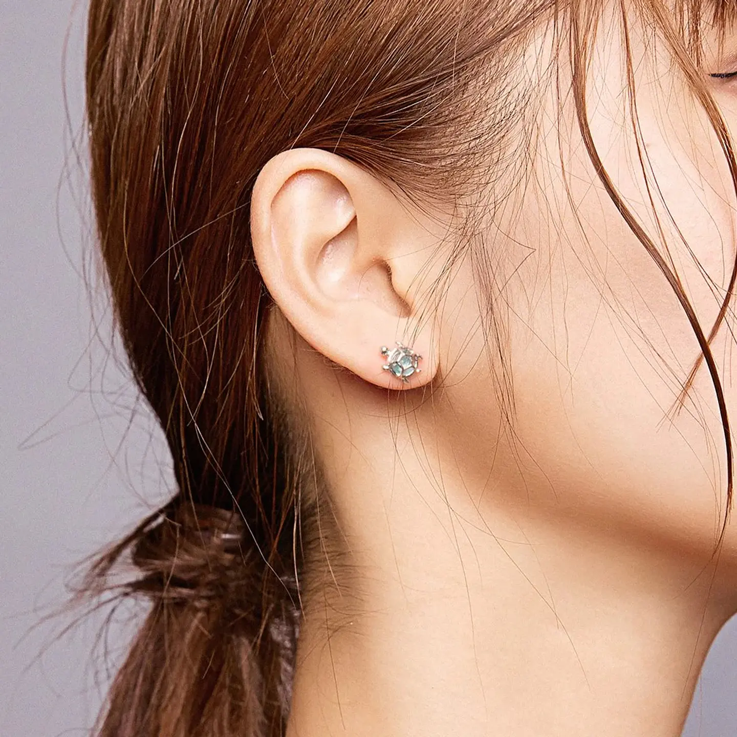 Aros Plata 925 Tortuga Marina Celeste 6