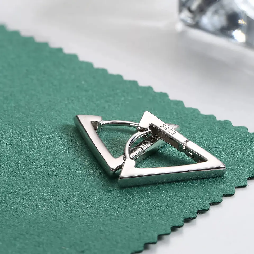 Aros Plata 925 Argolla Triangulo Plateado 5