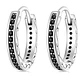 Aros Plata 925 Argollas Huggies Circones Negros - Miniatura 1