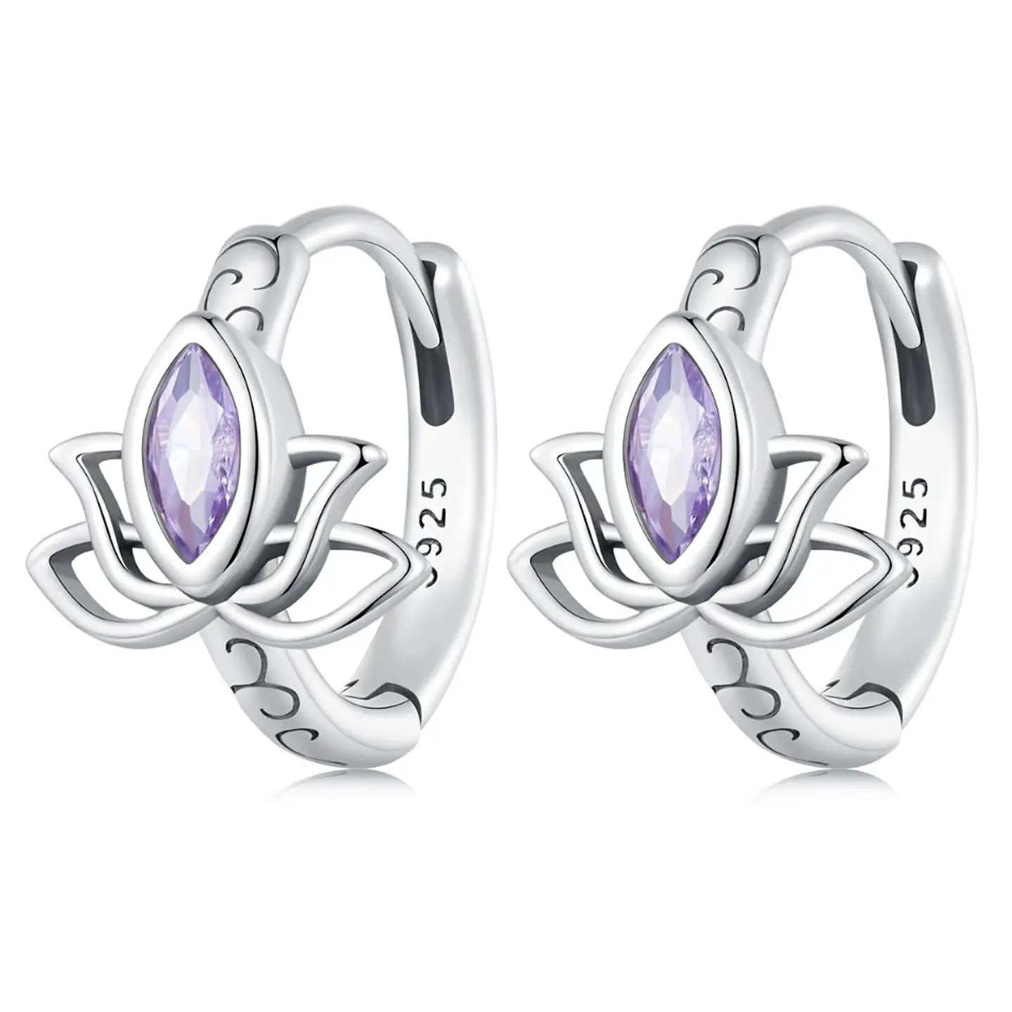 Aros Plata 925 Argollas Huggies Flor de Loto 1