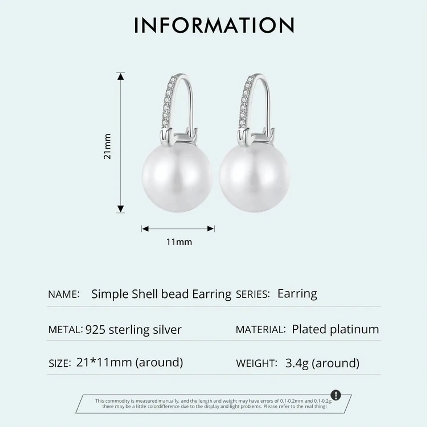 Aros Plata 925 Perla Colgante Blanca 6