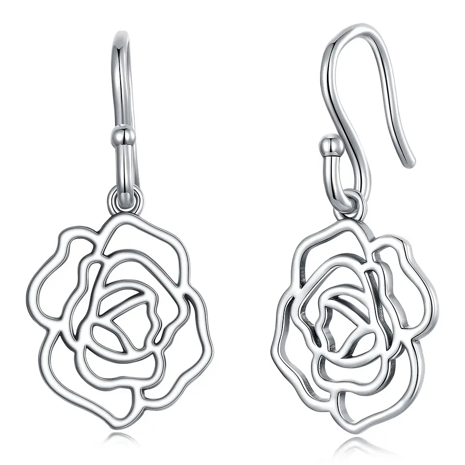 Aros Plata 925 Rosa Colgante Plateada 1