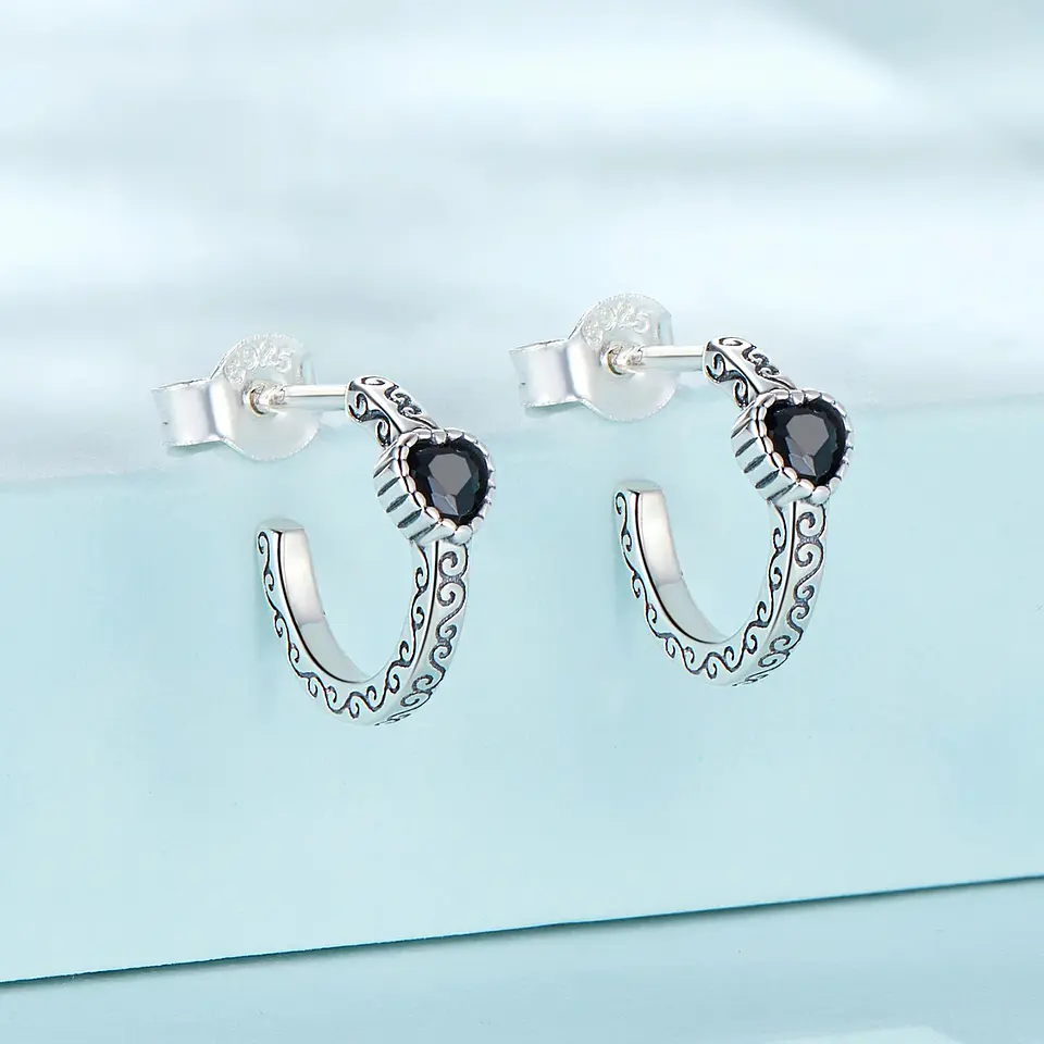 Aros Plata 925 Semi Argolla Corazon 3