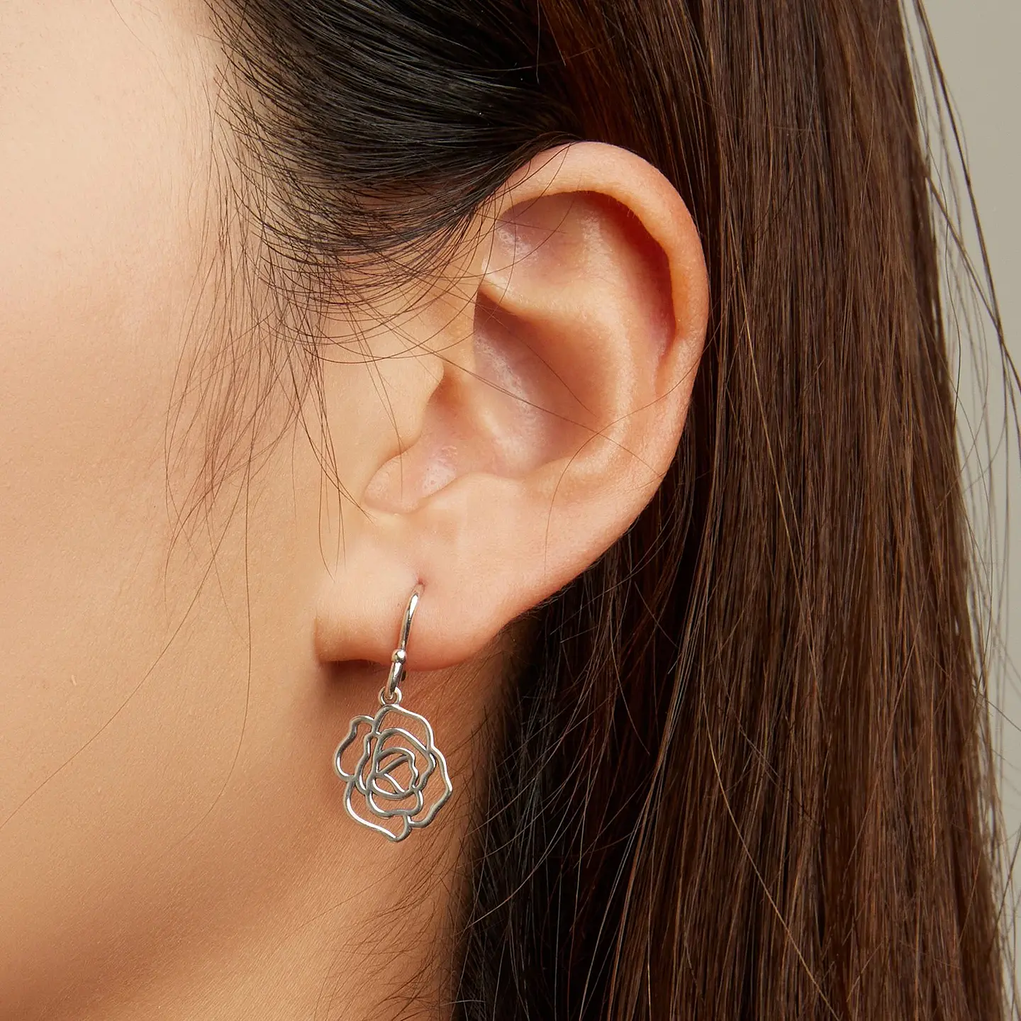 Aros Plata 925 Rosa Colgante Plateada 2