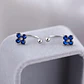 Aros Plata 925 Pasador Flor Azul Bolita - Miniatura 5