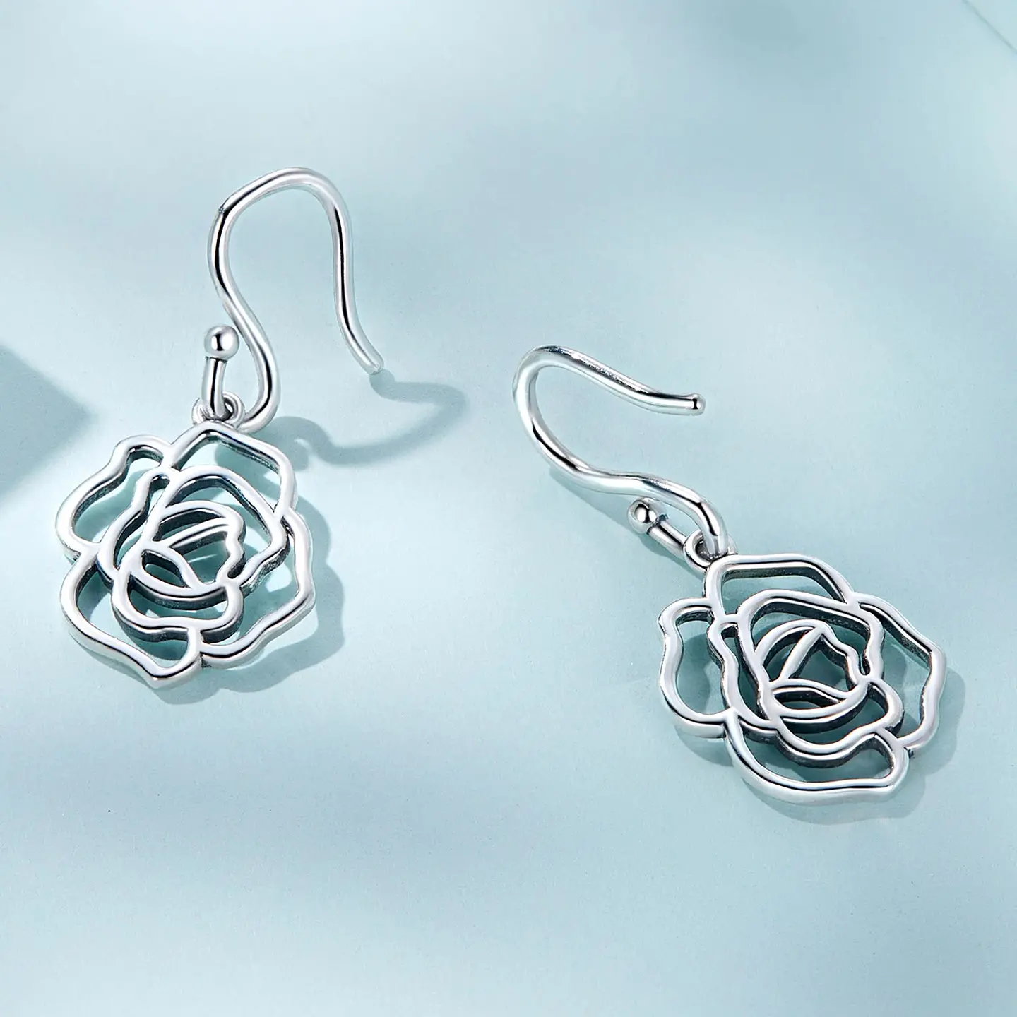 Aros Plata 925 Rosa Colgante Plateada 4
