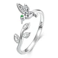 Anillo Plata 925 Colibri Picaflor con Hojas - Miniatura 1