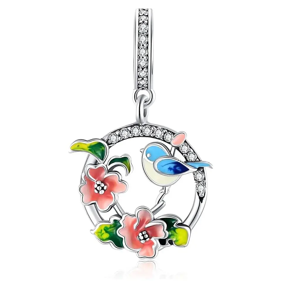 Charm Dije Plata Pajarito Ave de la Suerte 1