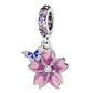 Charm Dije Plata Flor Purpura con Mariposa - Miniatura 1