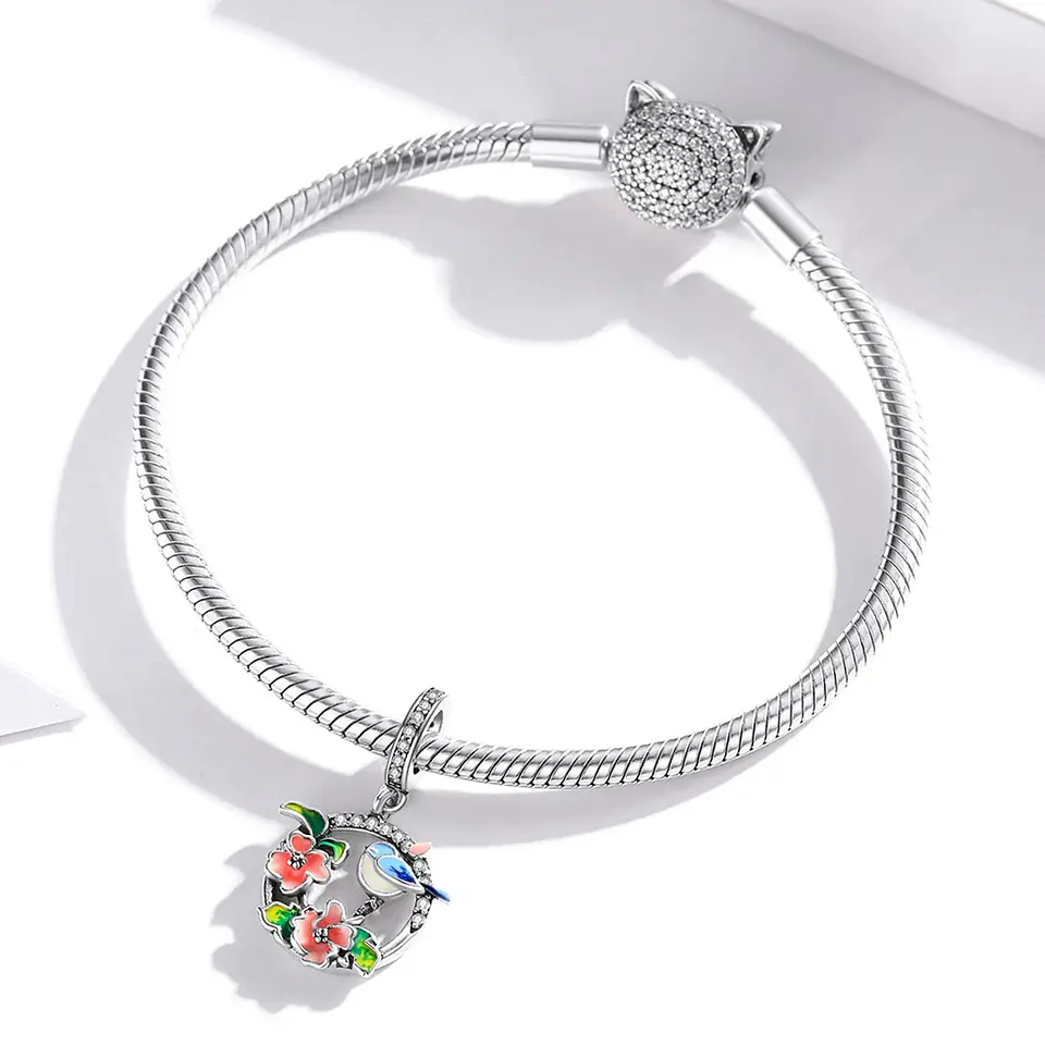 Charm Dije Plata Pajarito Ave de la Suerte 2