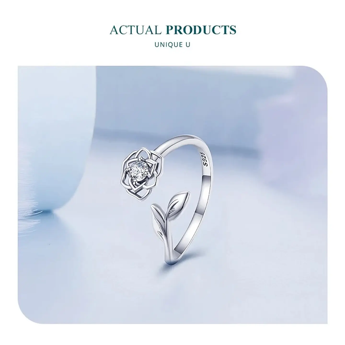 Anillo Plata 925 Flor Camelia Circon 7