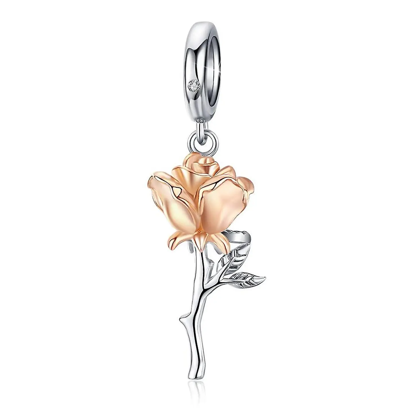 Charm Dije Plata 925 Rosa Dorada 1