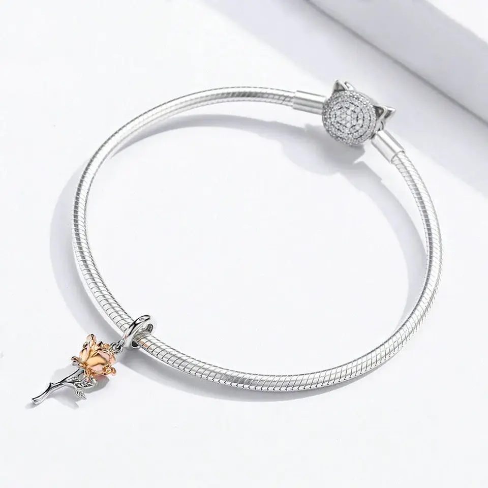 Charm Dije Plata 925 Rosa Dorada 2
