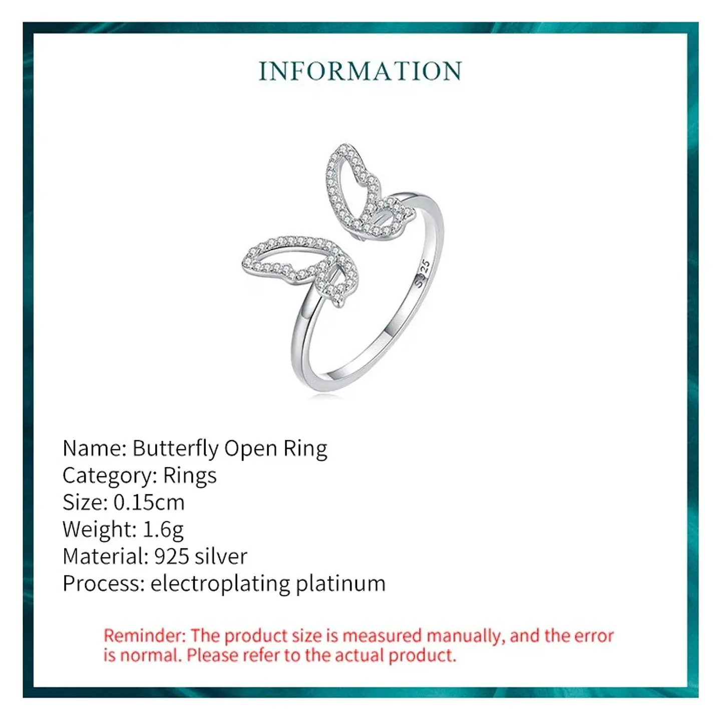 Anillo Plata 925 Mariposa Circones 6