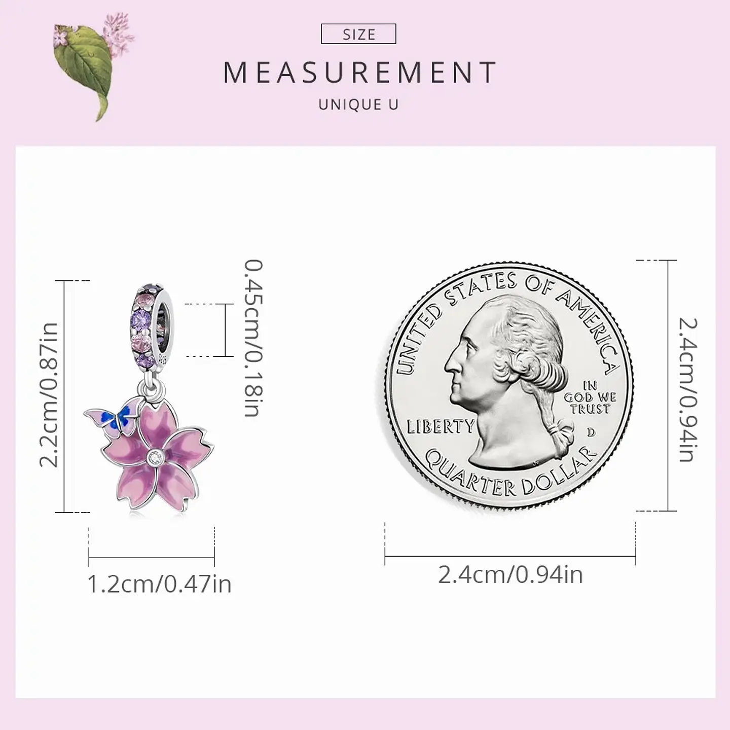 Charm Dije Plata Flor Purpura con Mariposa 6