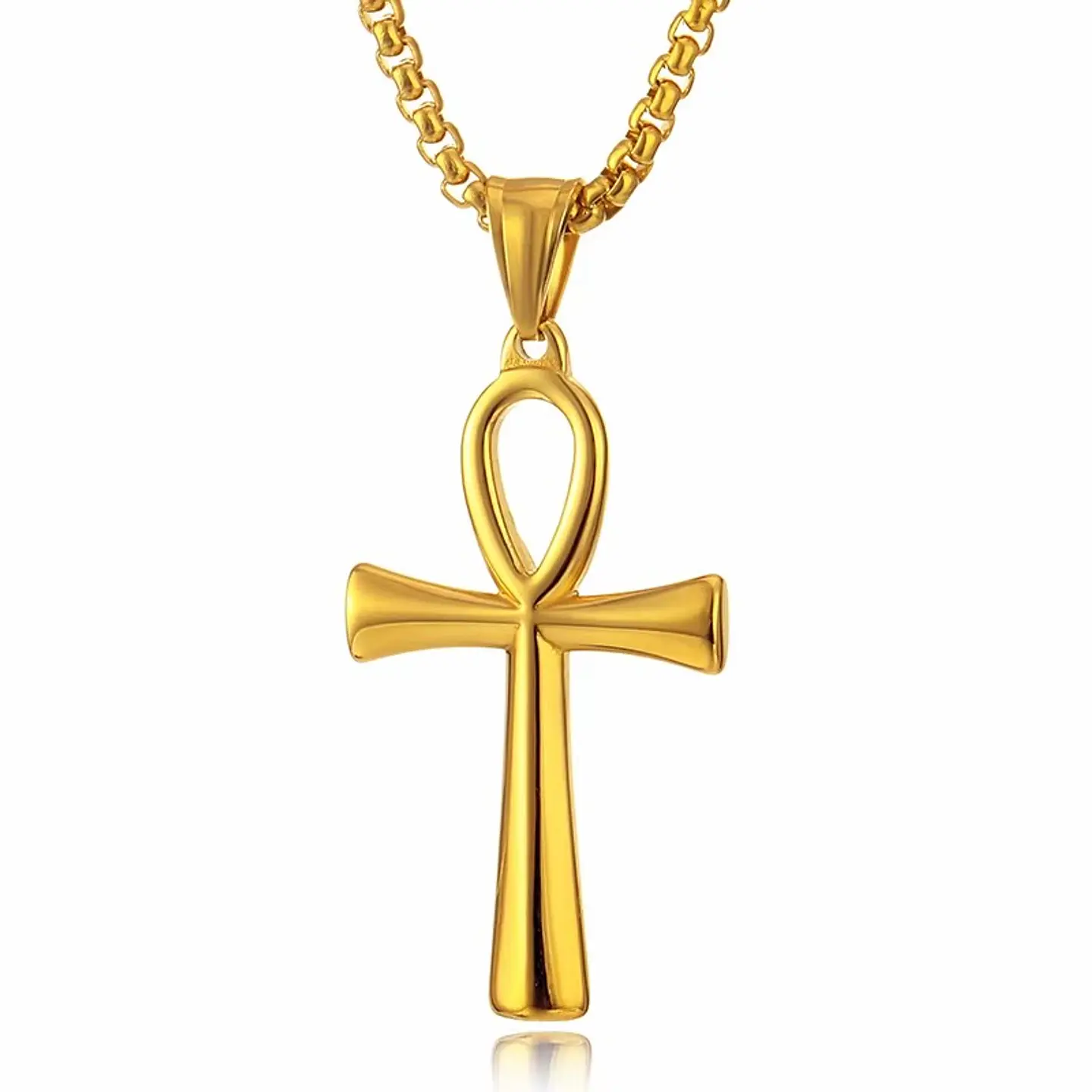 Colar Colgante Cruz Egipcia Ankh Acero 50mm Dorada 1