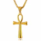 Colar Colgante Cruz Egipcia Ankh Acero 50mm Dorada - Miniatura 1