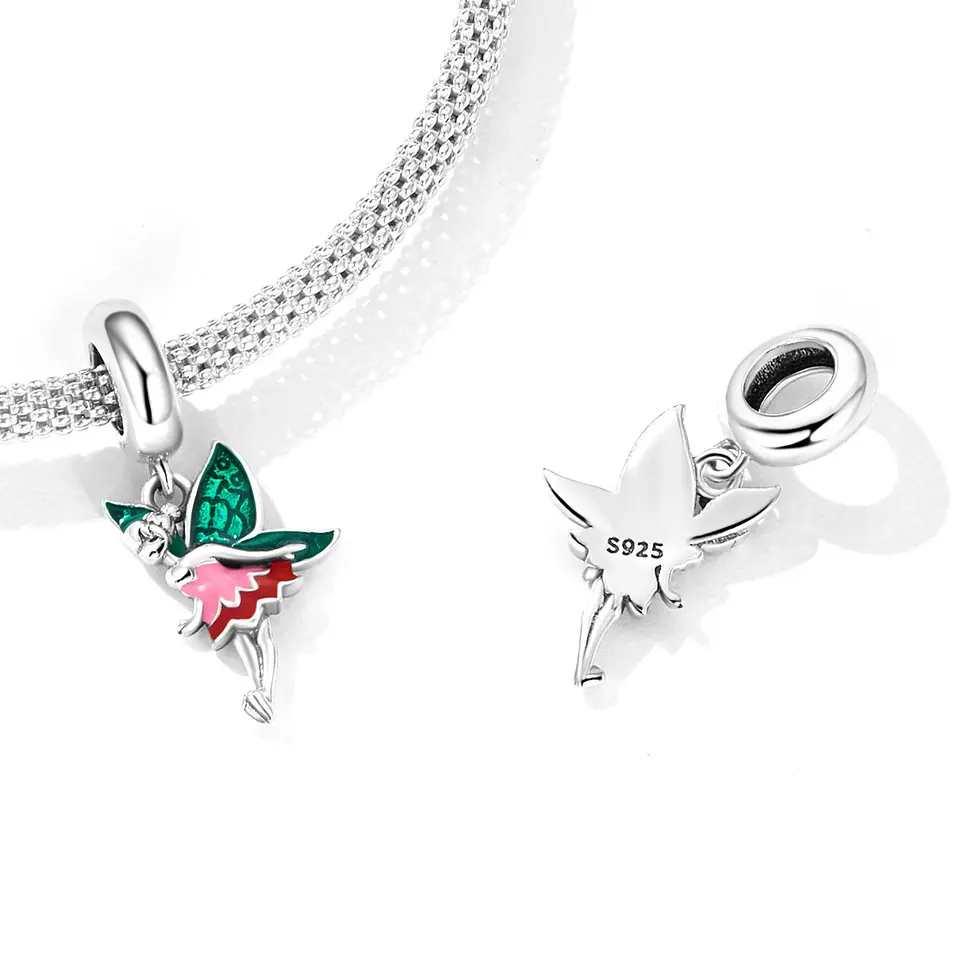 Charm Dije Plata Hada Elfo Colorida 4