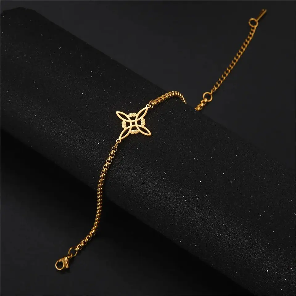 Pulsera Nudo de Bruja Celta Dorada Acero 6