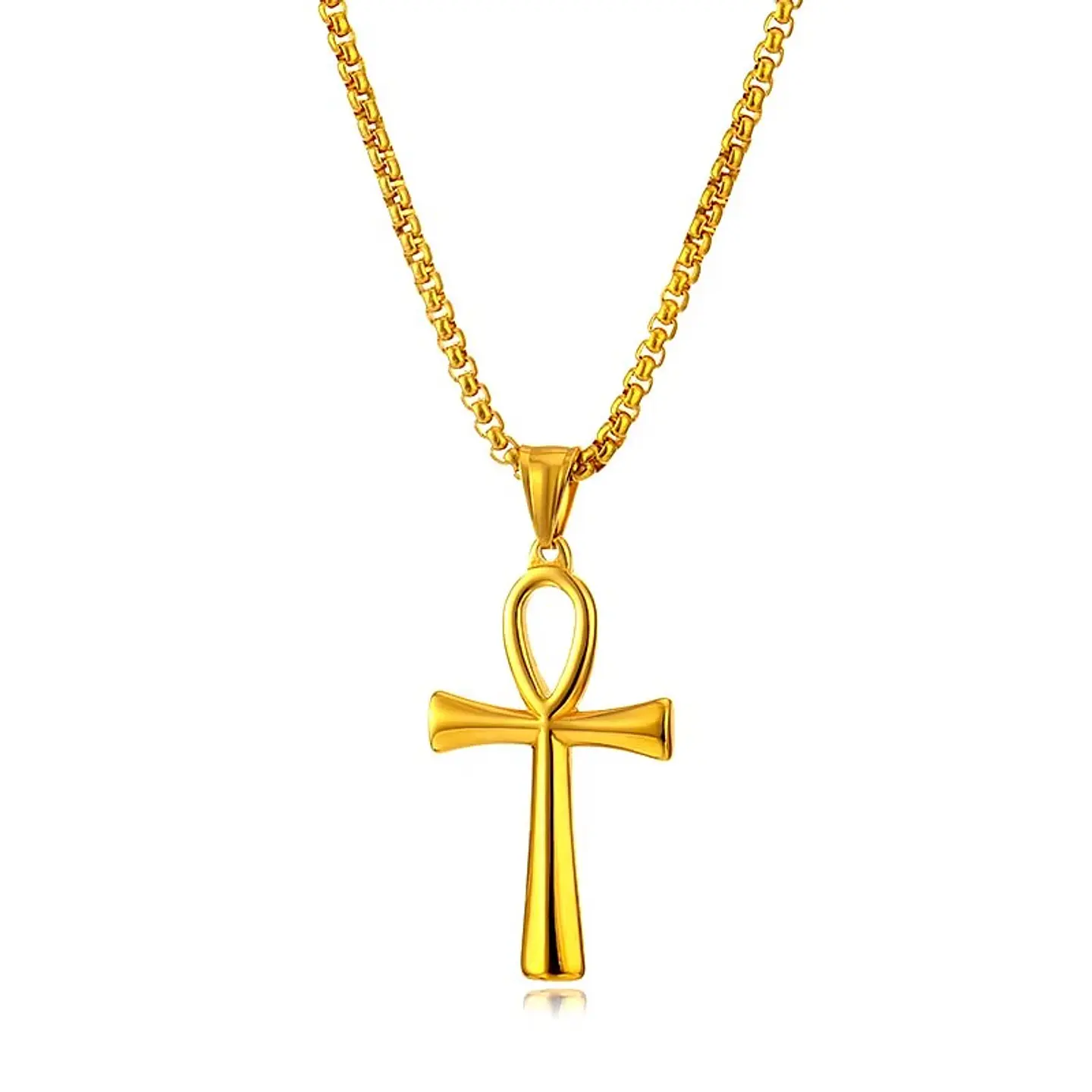 Colar Colgante Cruz Egipcia Ankh Acero 50mm Dorada 4