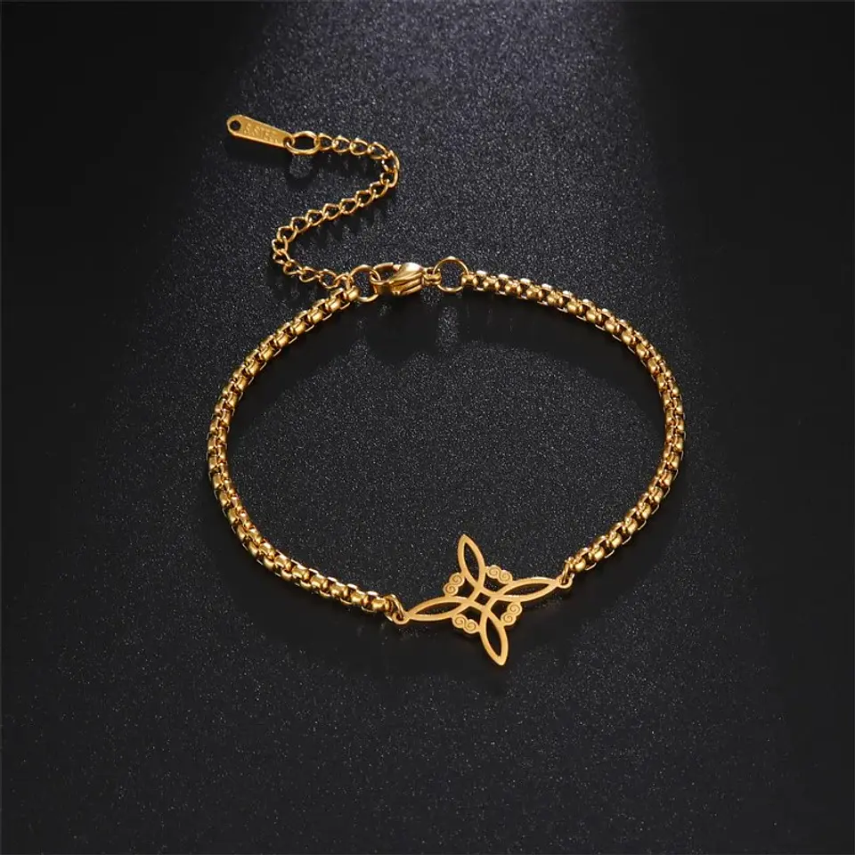 Pulsera Nudo de Bruja Celta Dorada Acero 7