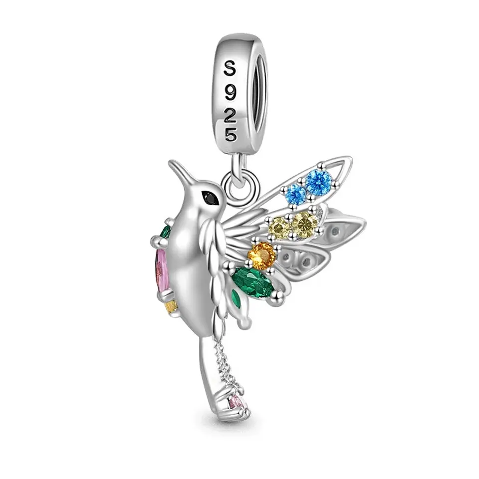 Charm Dije Colgante Colibrí Ave Pajaro de Cola 1