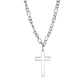 Colgante Collar Cruz Biselada Fígaro Acero Plateado - Miniatura 1