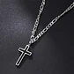 Colgante Collar Cruz Biselada Fígaro Acero Plateado - Miniatura 3