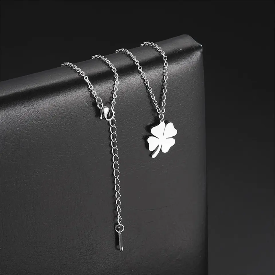 Colgante Collar trébol 4 Hojas 1097 Acero Plateado 3